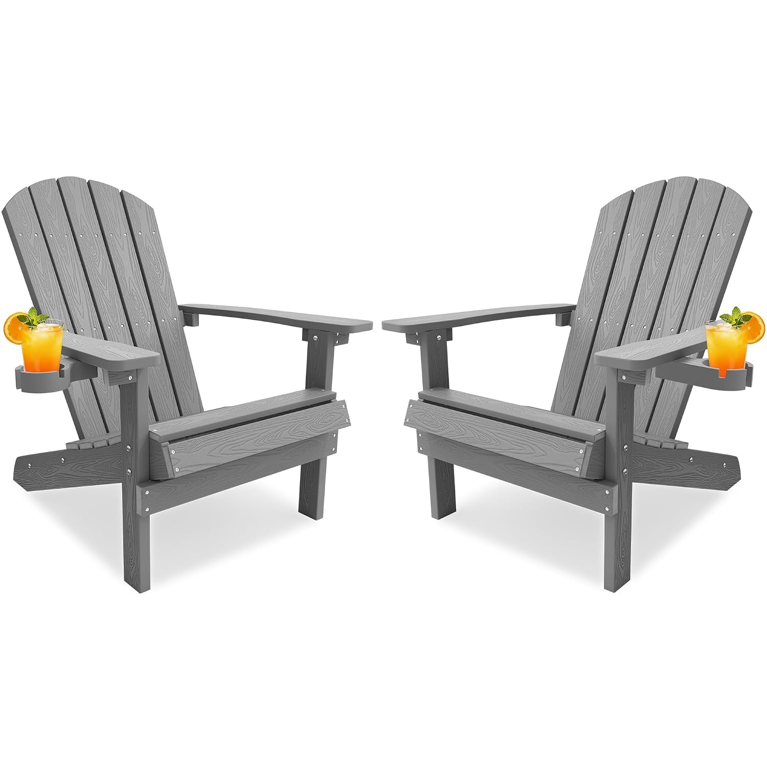 Outdoor Furniture Fire Pit Set - Weather Resistant Adirondack Chair Set of