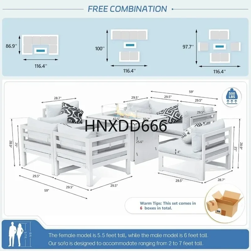 7-Piece Aluminum Outdoor Patio - Outdoor Furniture Fire Pit Set 评论和价格