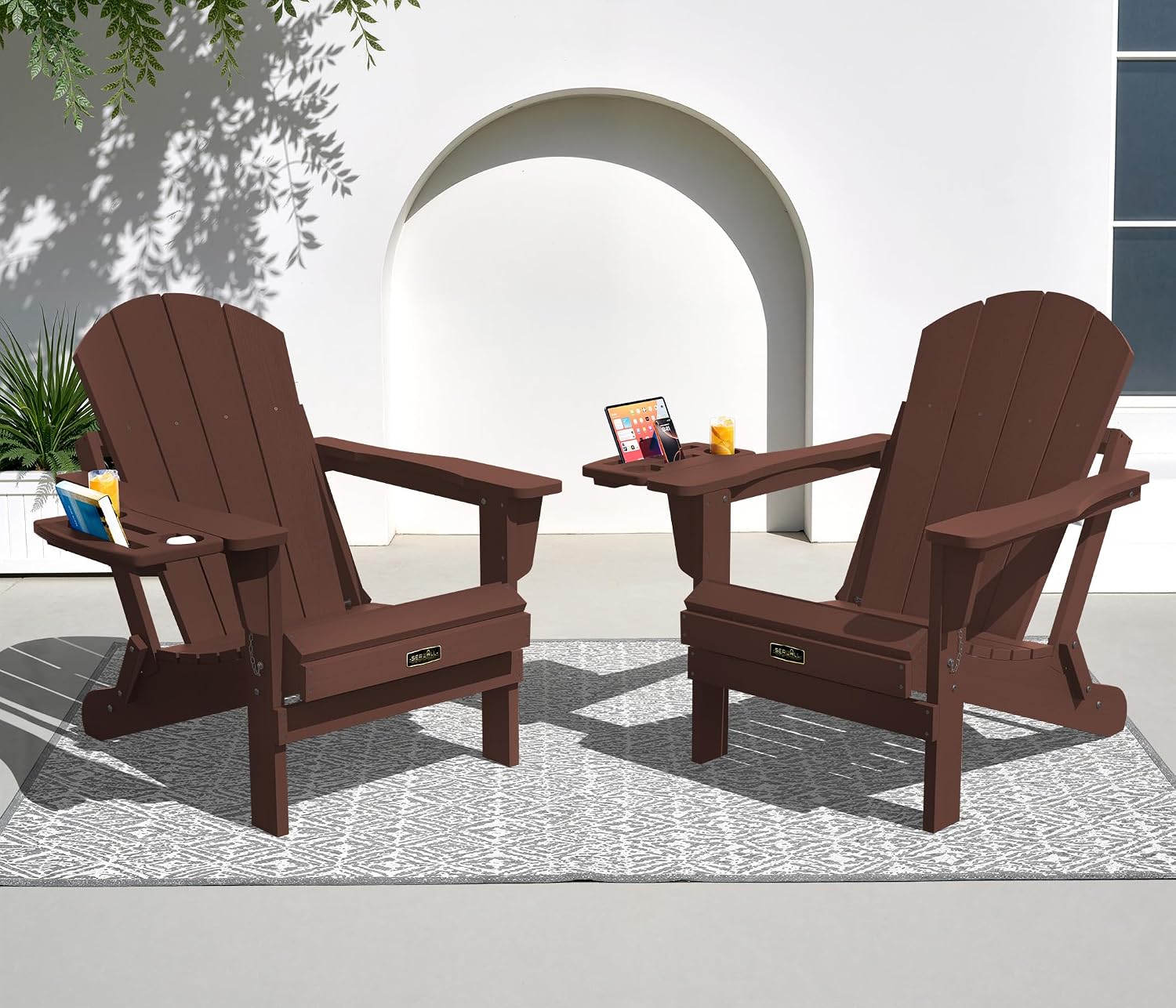 Folding Adirondack Chair Set 2 - Outdoor Furniture Fire Pit Set 评论和价格