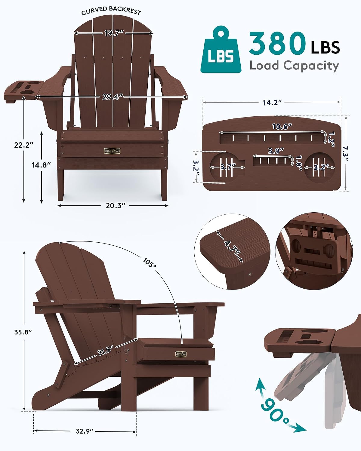 Folding Adirondack Chair Set 2 - Outdoor Furniture Fire Pit Set 评论和价格