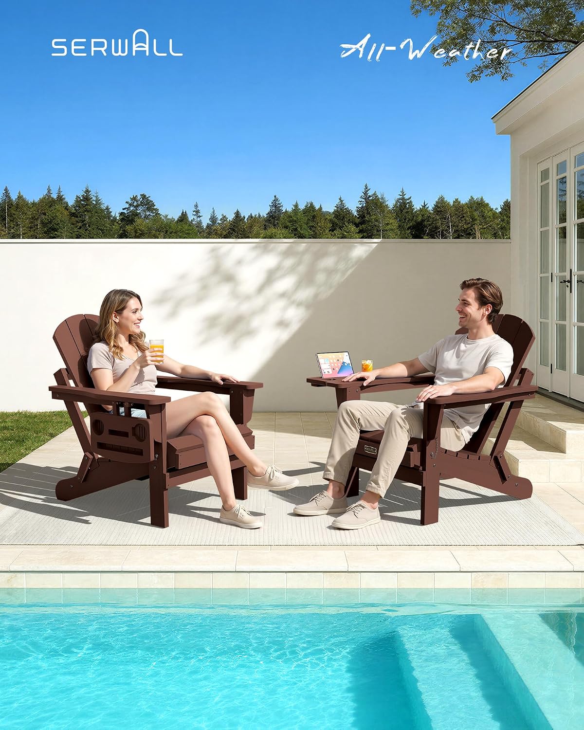 Folding Adirondack Chair Set 2 - Outdoor Furniture Fire Pit Set 评论和价格