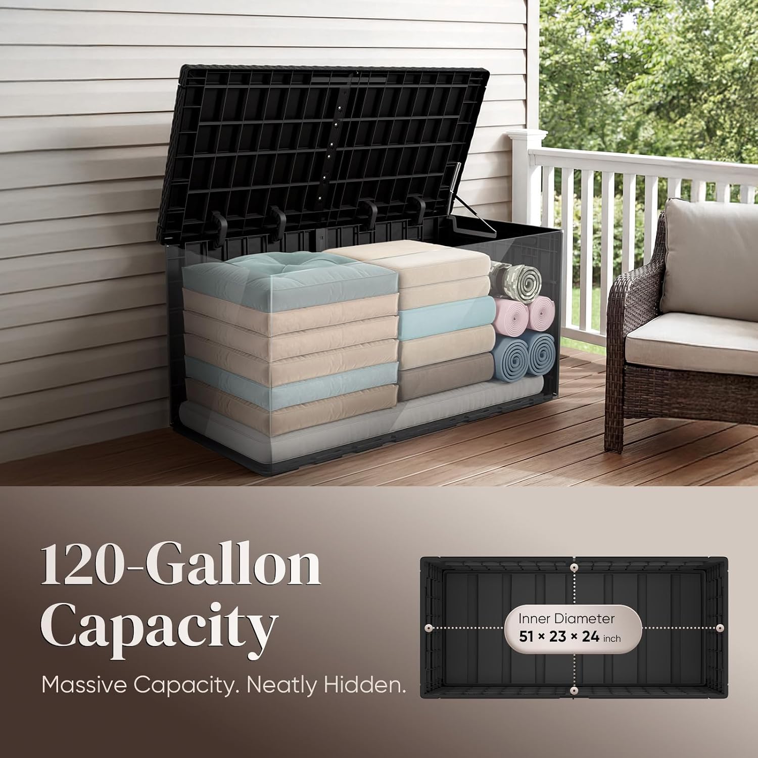 120 Gallon Large Outdoor Stora - Outdoor Furniture Cushion 评论和价格