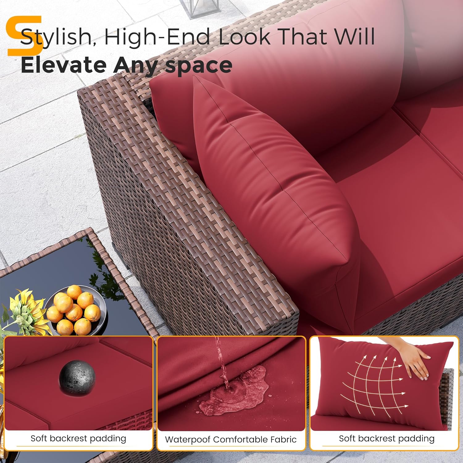 8pc All-Weather Wicker Section - Outdoor Furniture Fire Pit Set 评论和价格