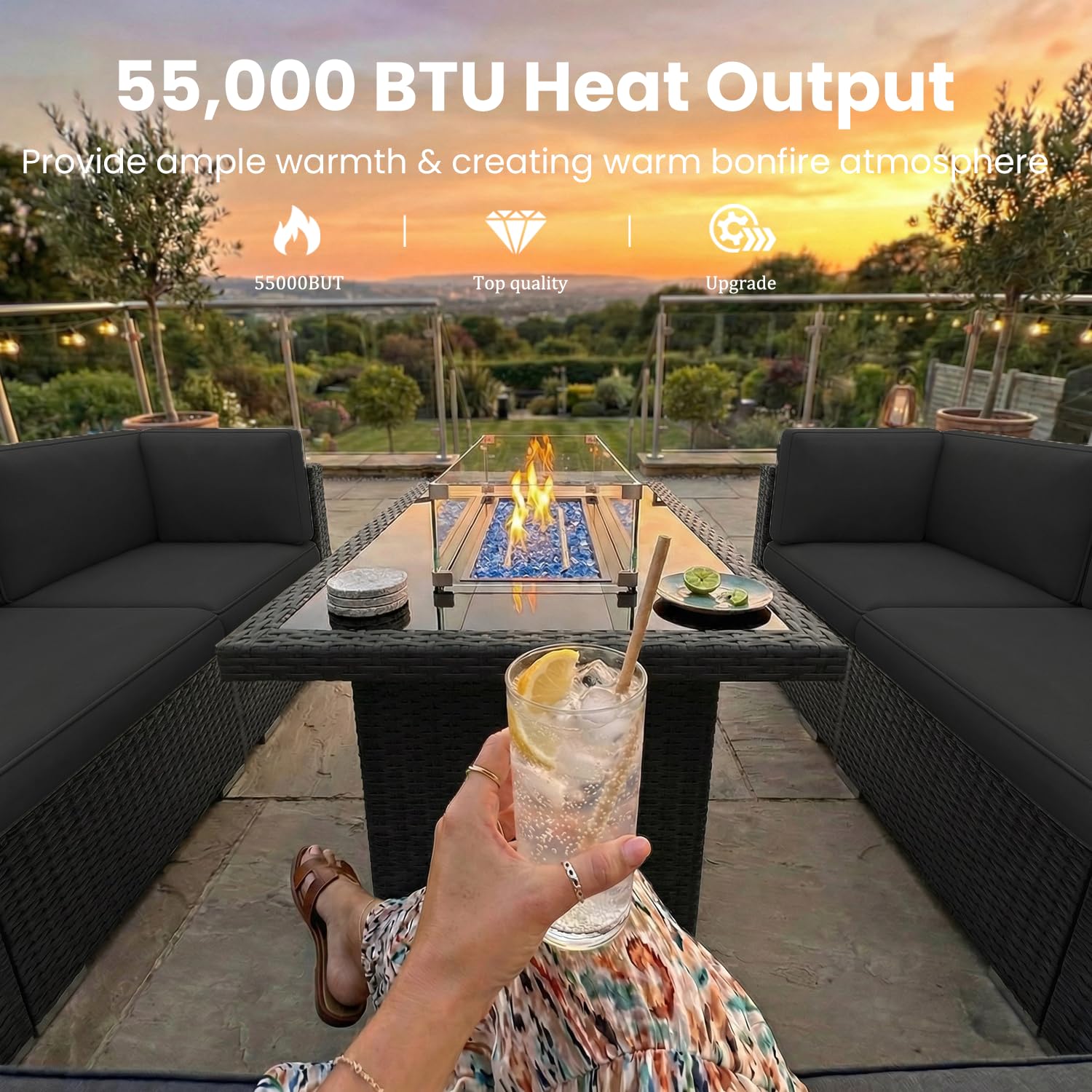 8 Pieces Patio Furniture Set w - Outdoor Furniture Fire Pit Set 评论和价格