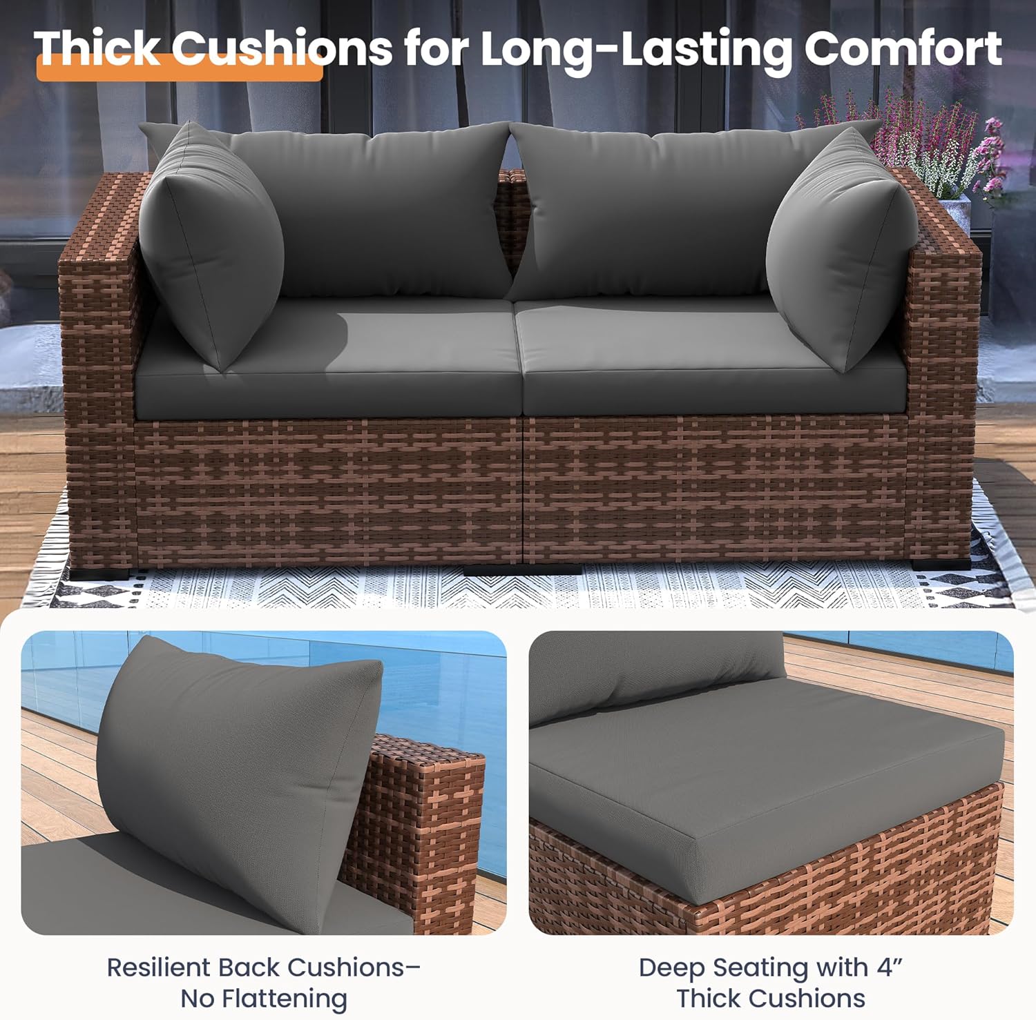 5-Piece Outdoor Sectional Sofa - Outdoor Furniture Fire Pit Set 评论和价格
