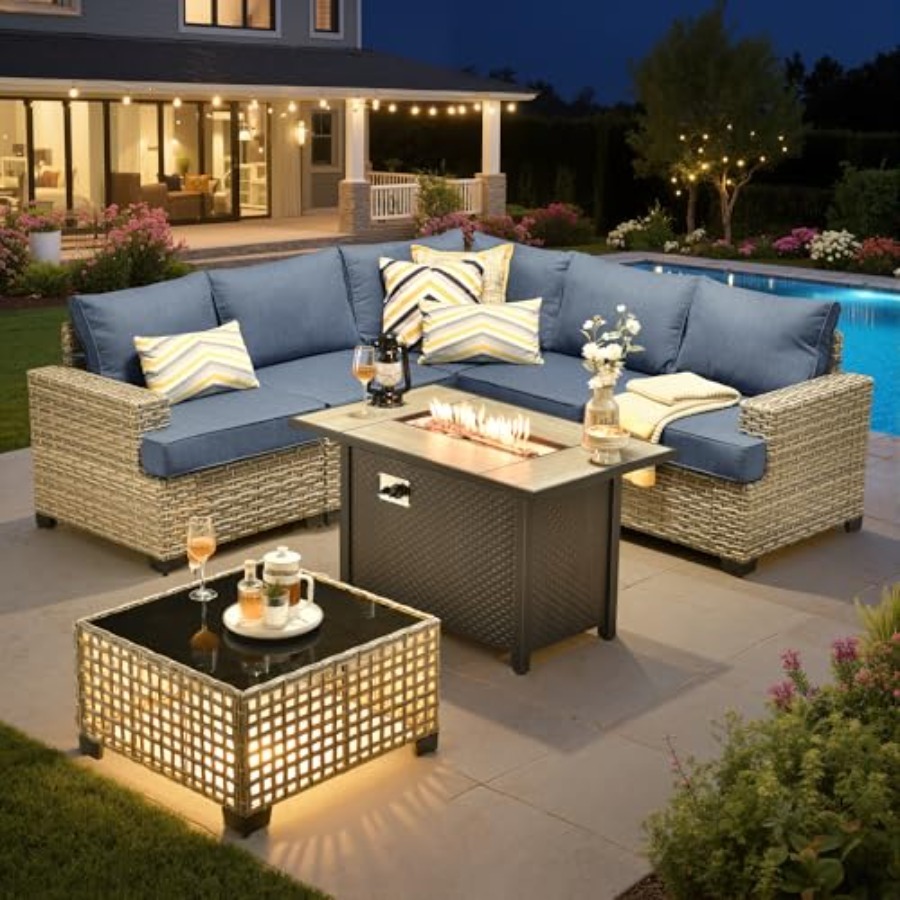 Outdoor Sectional Patio Furnit - Outdoor Furniture Fire Pit Set 评论和价格