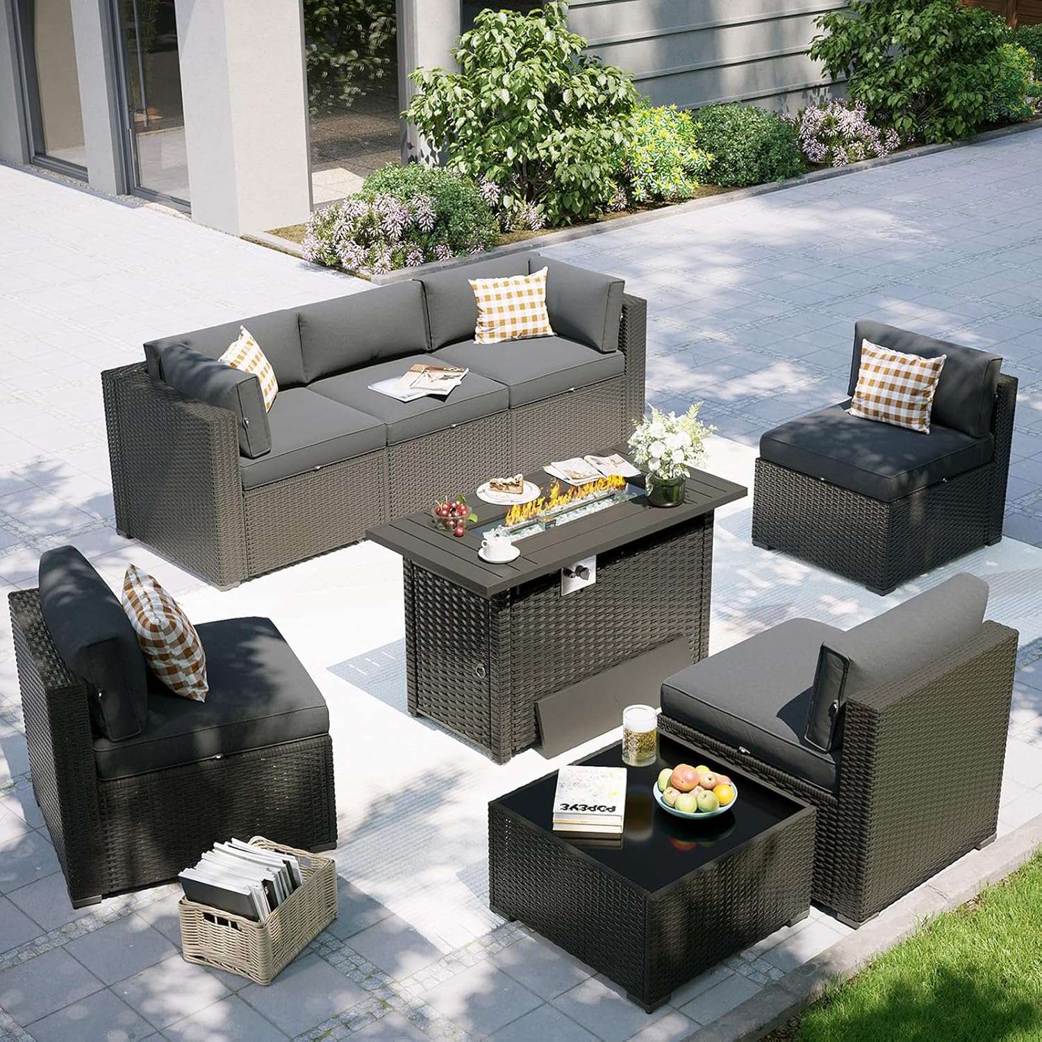 Patio Furniture Set with Fire  - Outdoor Furniture Fire Pit Set 评论和价格