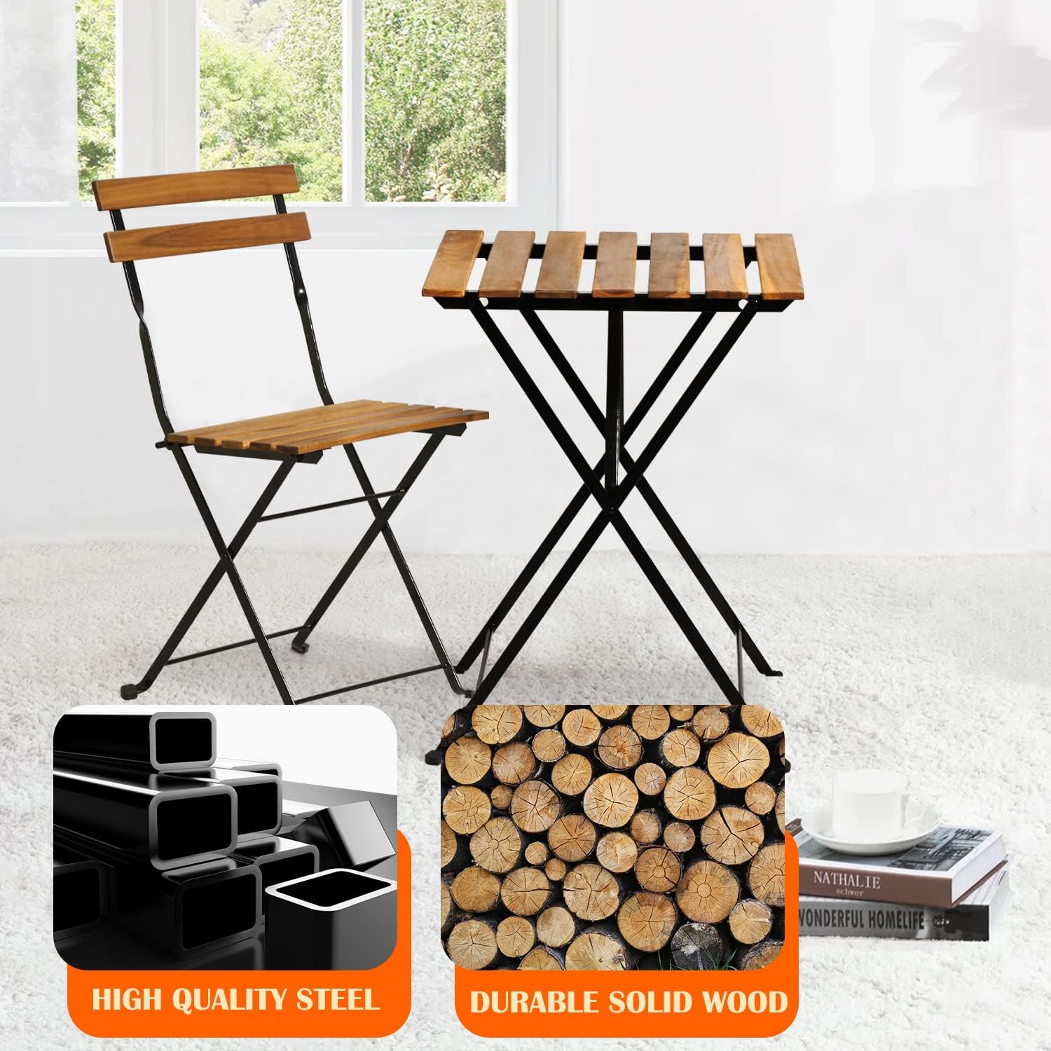 Natural wood 3-piece folding p - Outdoor Furniture Sofa 评论和价格