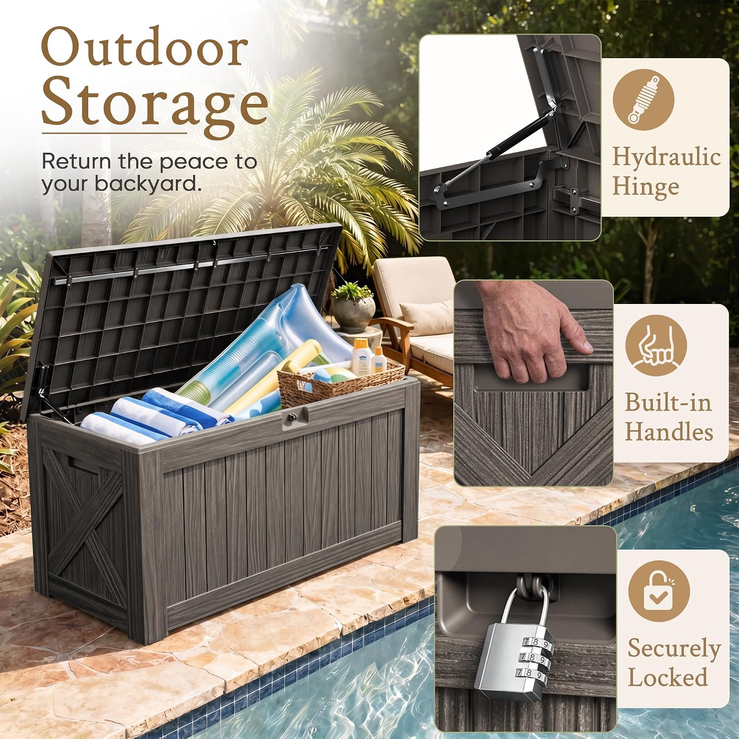120 Gallon Large Deck Box Outd - Outdoor Furniture Cushion 评论和价格