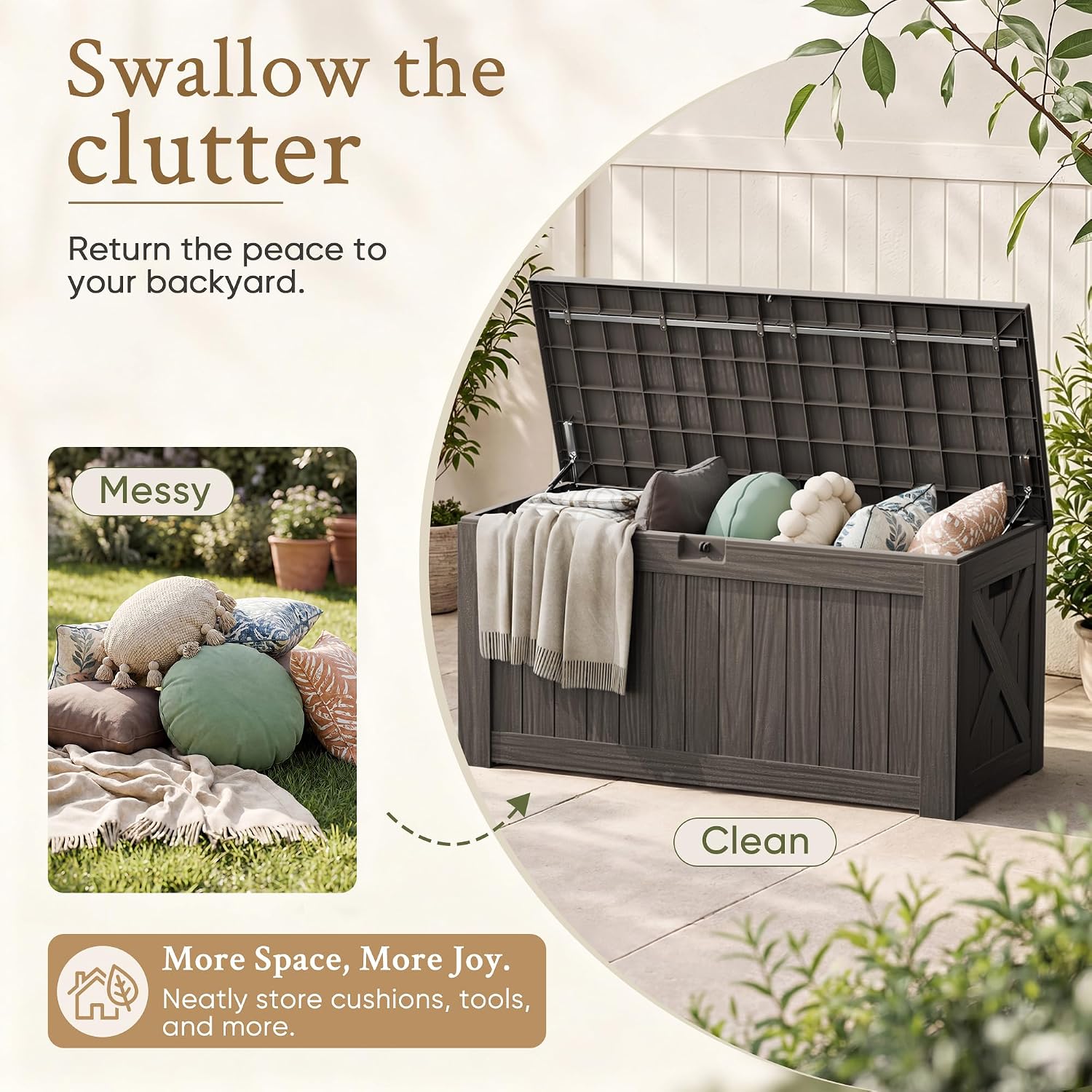 120 Gallon Large Deck Box Outd - Outdoor Furniture Cushion 评论和价格