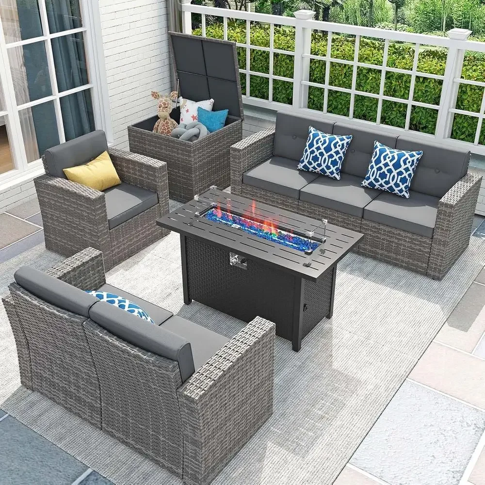 8-Piece Patio Furniture Set wi - Outdoor Furniture Fire Pit Set 评论和价格