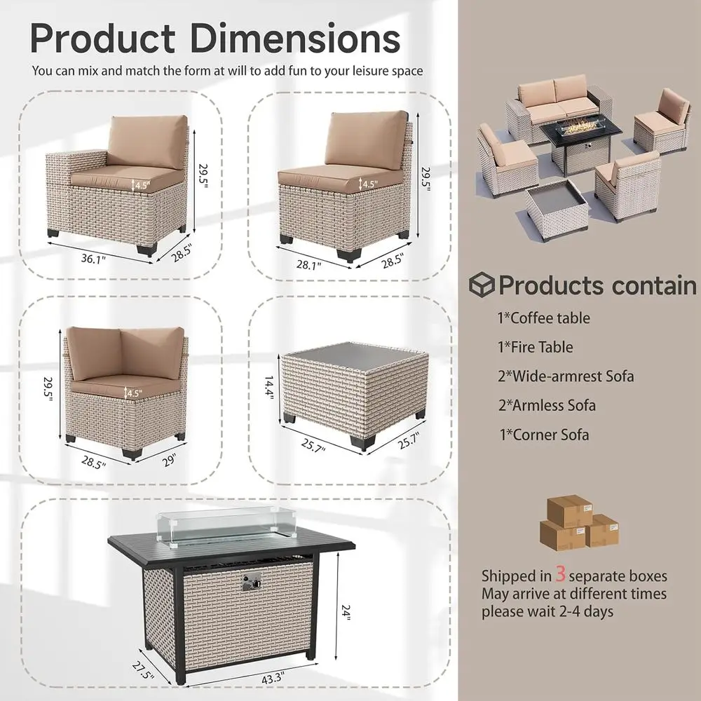 7-Piece Outdoor Patio Furnitur - Outdoor Furniture Fire Pit Set 评论和价格