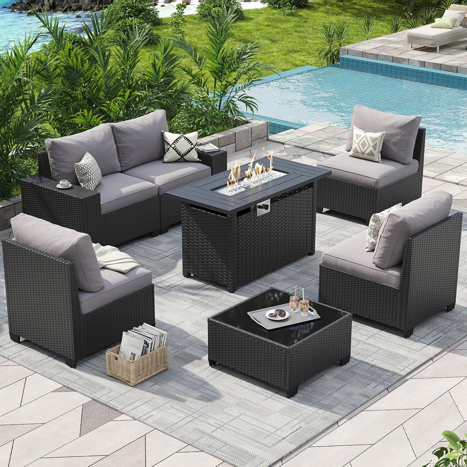 Outdoor Patio Furniture Set wi - Outdoor Furniture Fire Pit Set 评论和价格