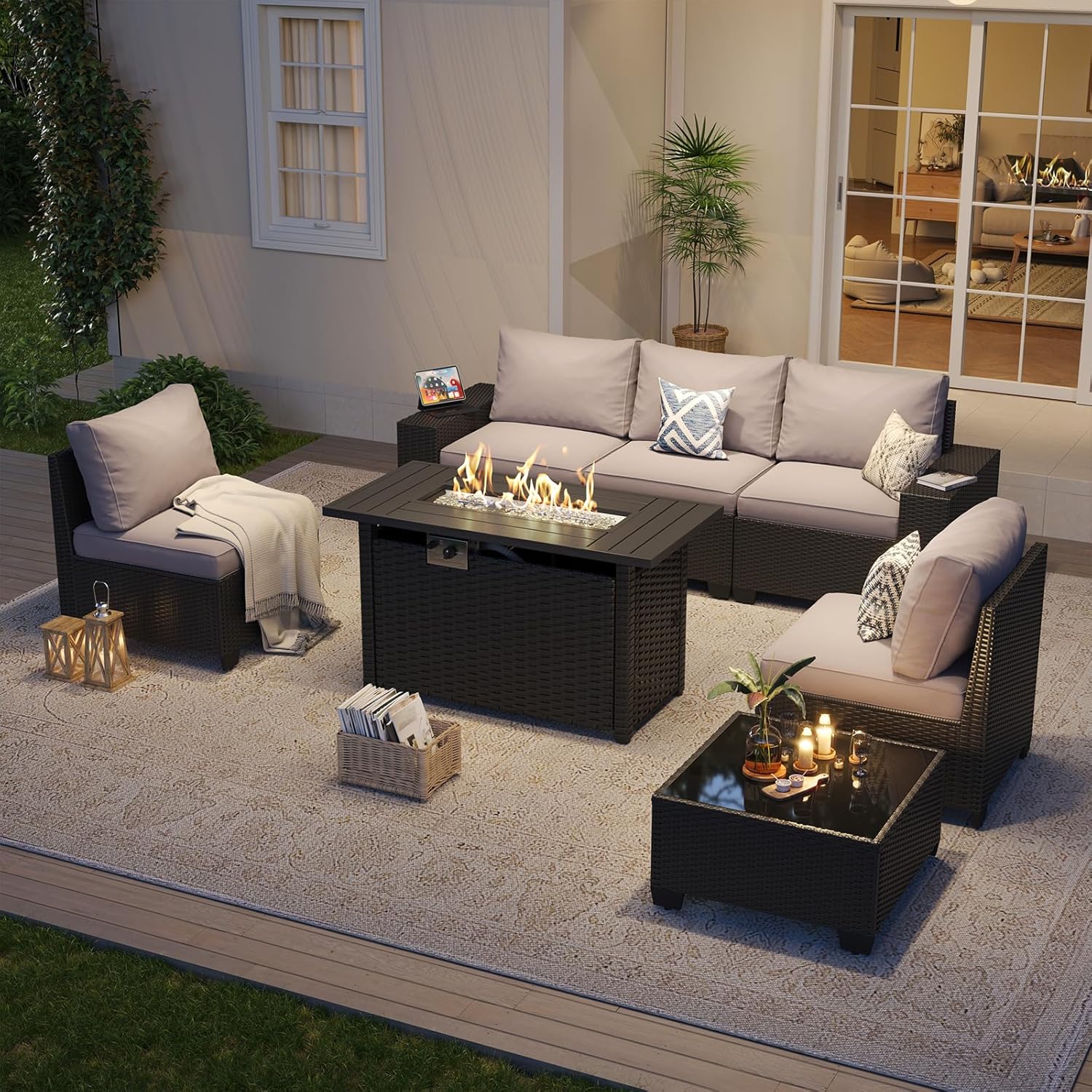 Outdoor Patio Furniture Set wi - Outdoor Furniture Fire Pit Set 评论和价格