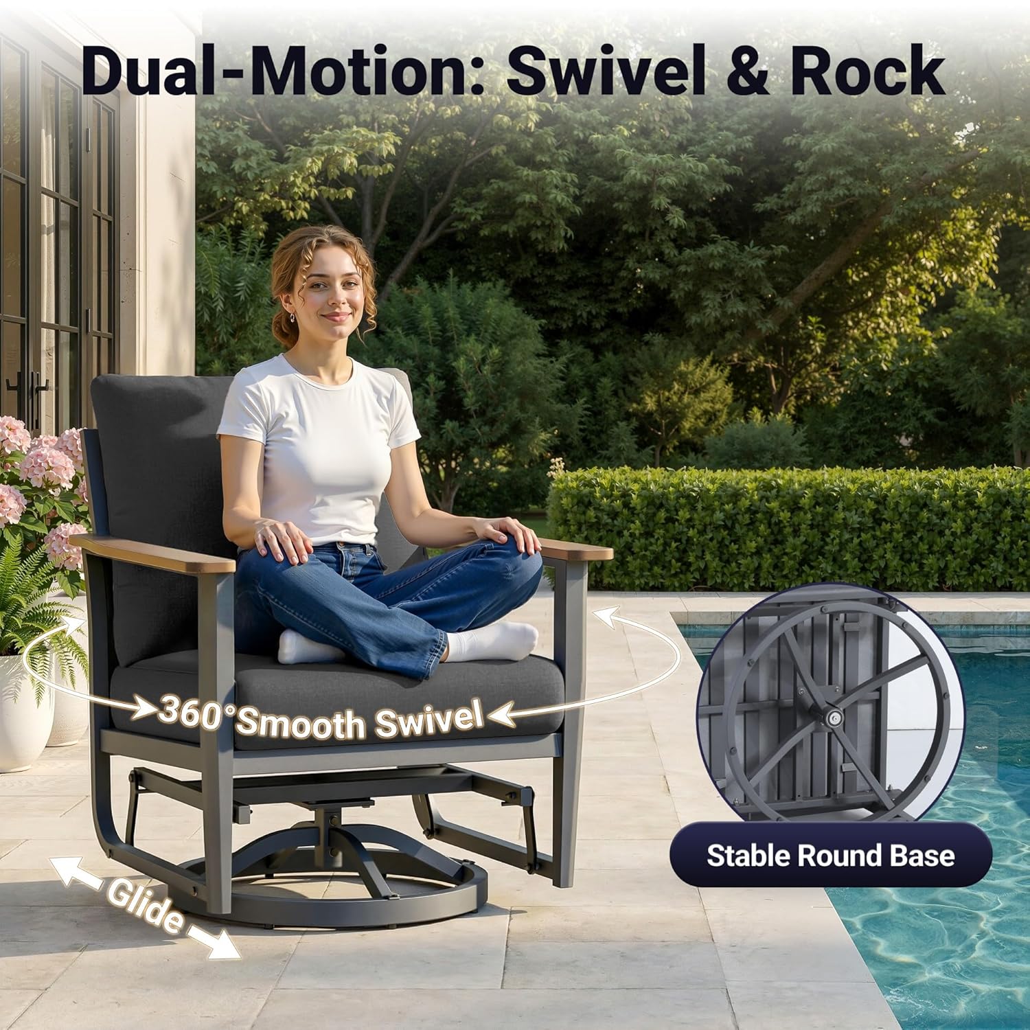 5pc Aluminum Patio Set Swivel  - Outdoor Furniture Fire Pit Set 评论和价格