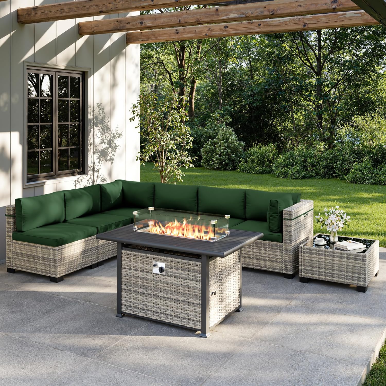 8-Piece Outdoor Patio Furnitur - Outdoor Furniture Fire Pit Set 评论和价格