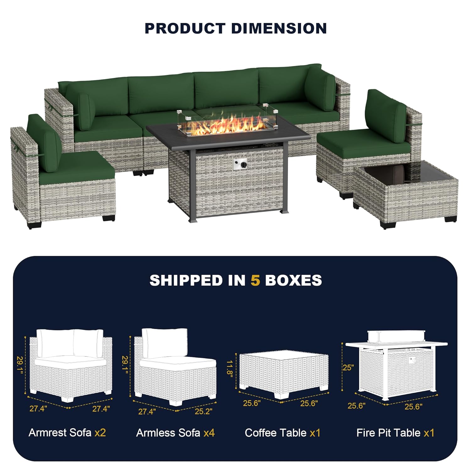 8-Piece Outdoor Patio Furnitur - Outdoor Furniture Fire Pit Set 评论和价格