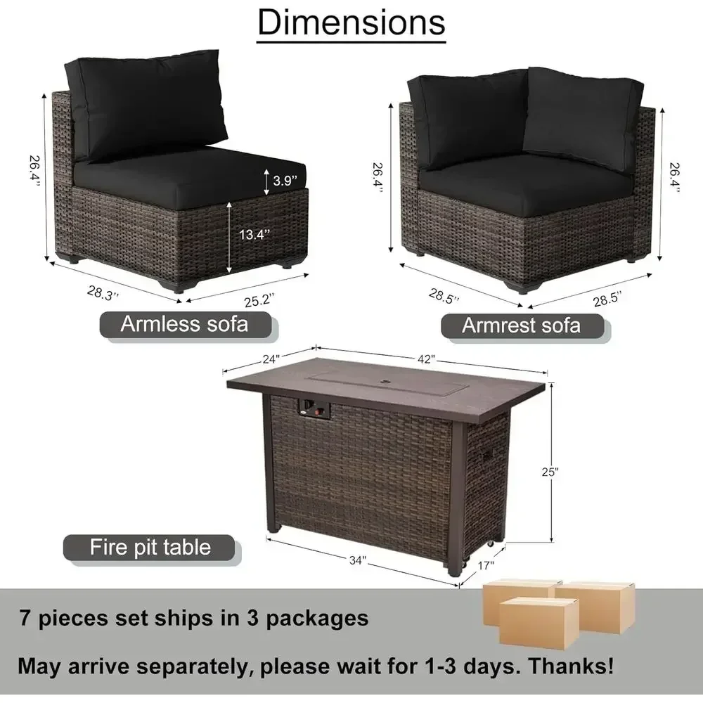 7-Piece Outdoor Patio Furnitur - Outdoor Furniture Fire Pit Set 评论和价格