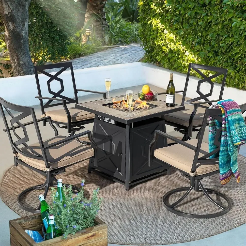 5-Piece Outdoor Patio Furnitur - Outdoor Furniture Fire Pit Set 评论和价格